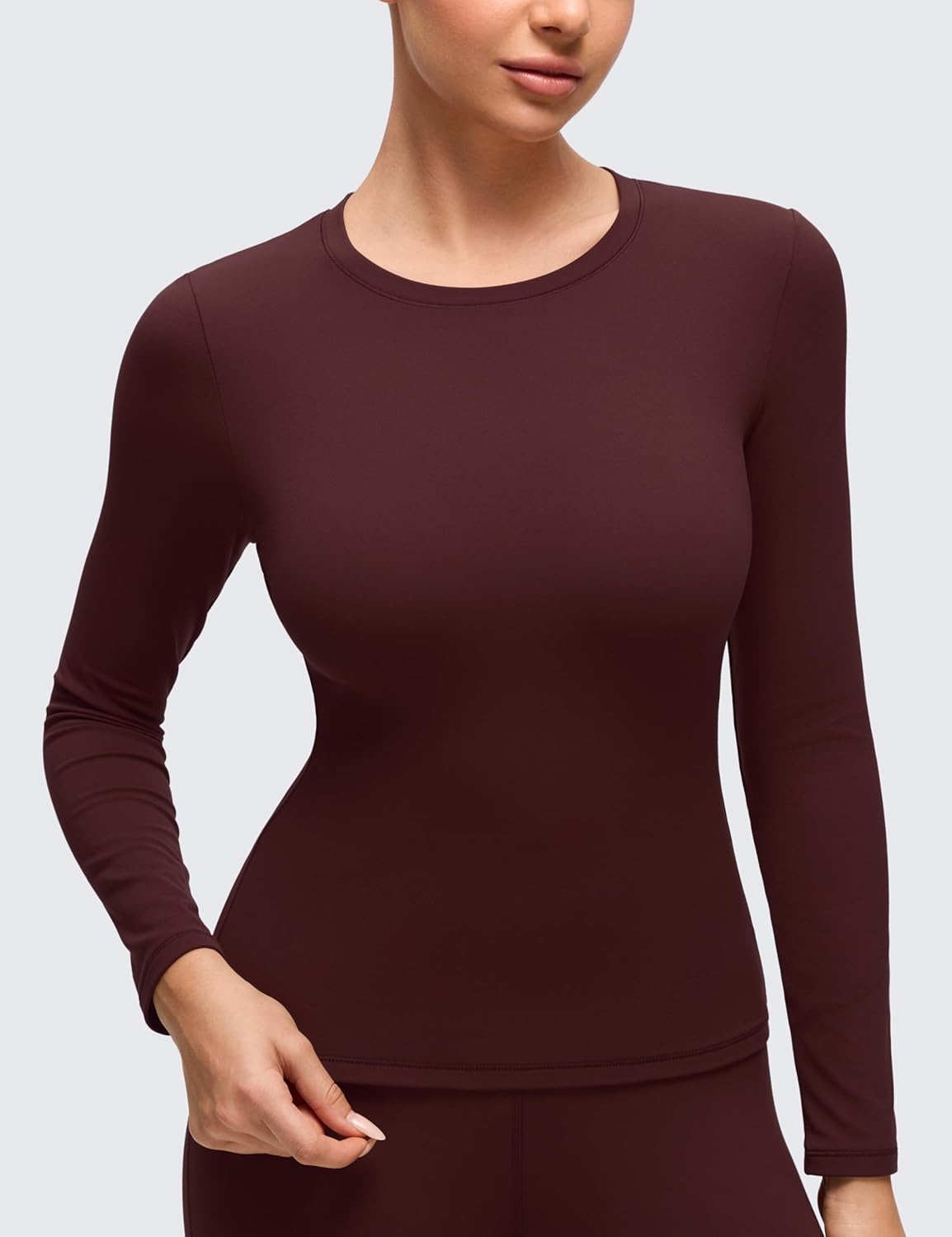 image:imageCRZ YOGA Softembrace Fleece Lined Thermal Underwear Set for Women Soft Casual Base Layer Long Johns Warm Pajamas Top BottomRed Merlot