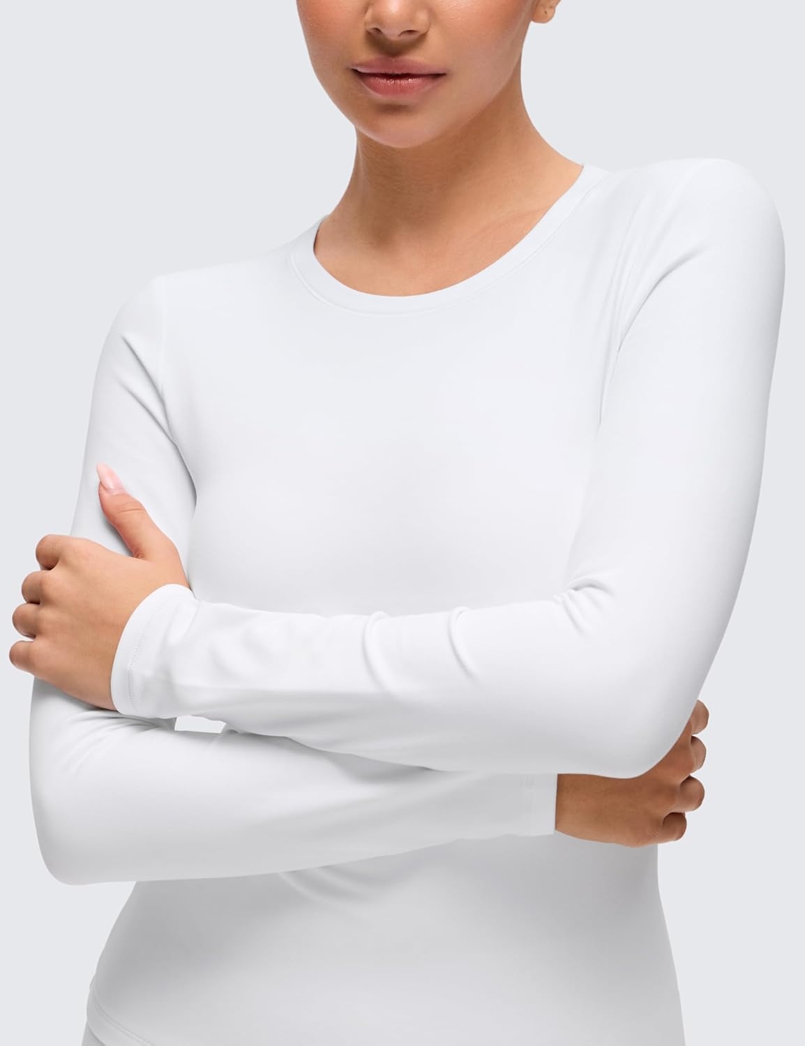 image:imageCRZ YOGA Softembrace Fleece Lined Thermal Underwear Set for Women Soft Casual Base Layer Long Johns Warm Pajamas Top BottomWhite