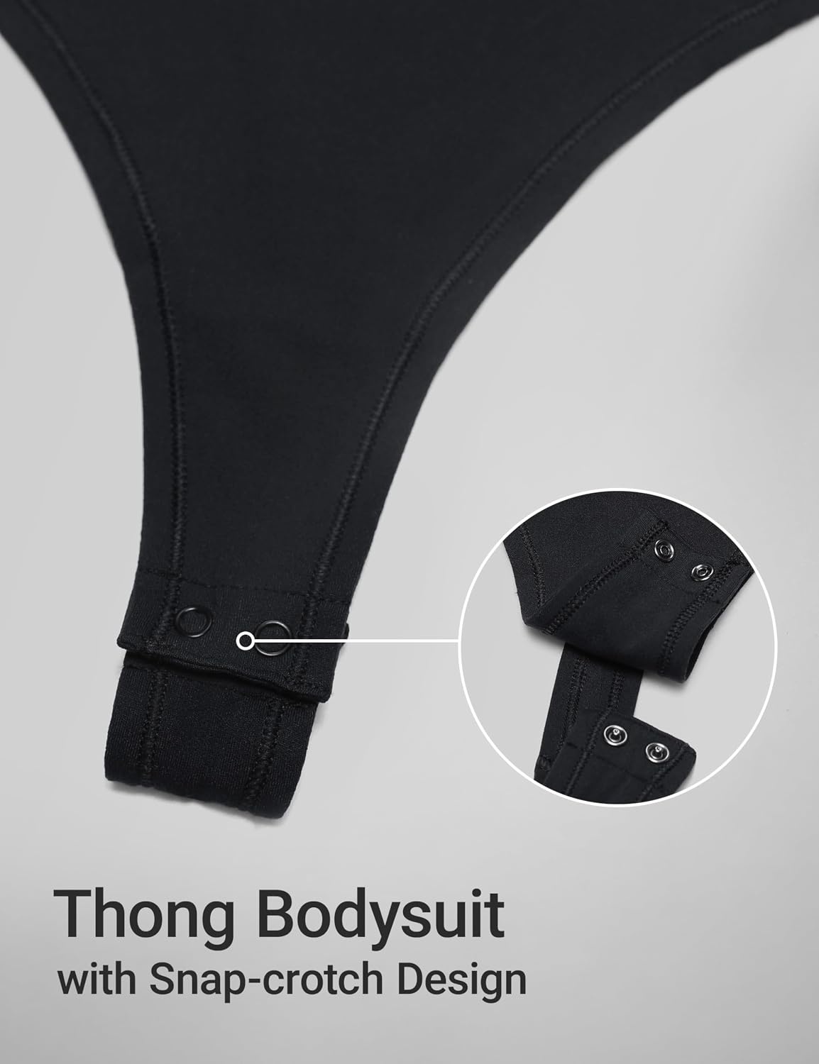 image:imageCRZ YOGA Softembrace Long Sleeve Bodysuits for Women Crewneck Basic Casual Travel Thong Body Suits Fitted TopsBlack