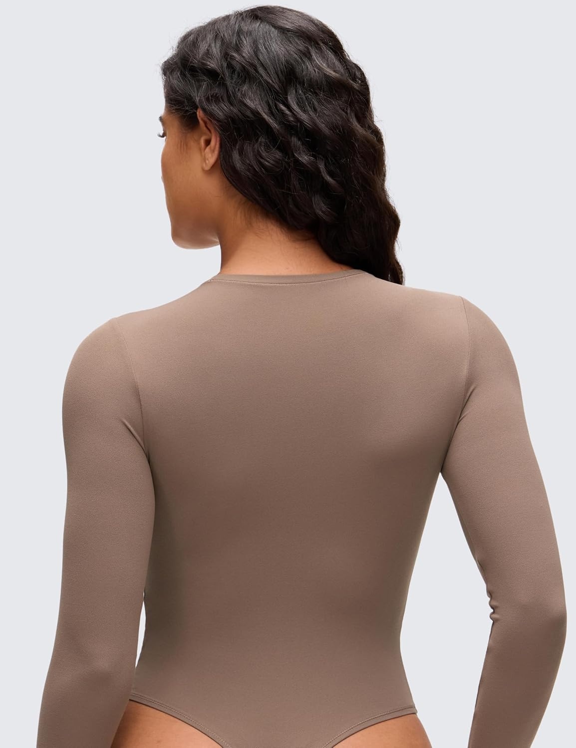 image:imageCRZ YOGA Softembrace Long Sleeve Bodysuits for Women Crewneck Basic Casual Travel Thong Body Suits Fitted TopsBrown Purple