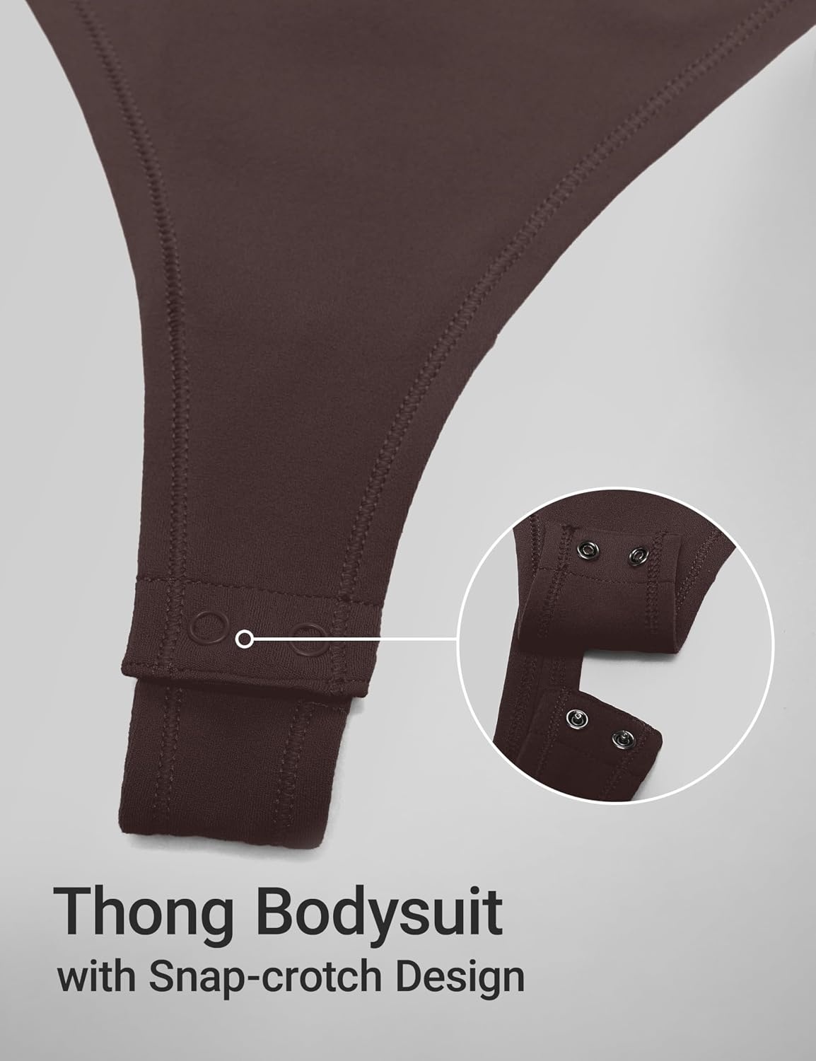 image:imageCRZ YOGA Softembrace Long Sleeve Bodysuits for Women Crewneck Basic Casual Travel Thong Body Suits Fitted TopsHot Fudge Brown