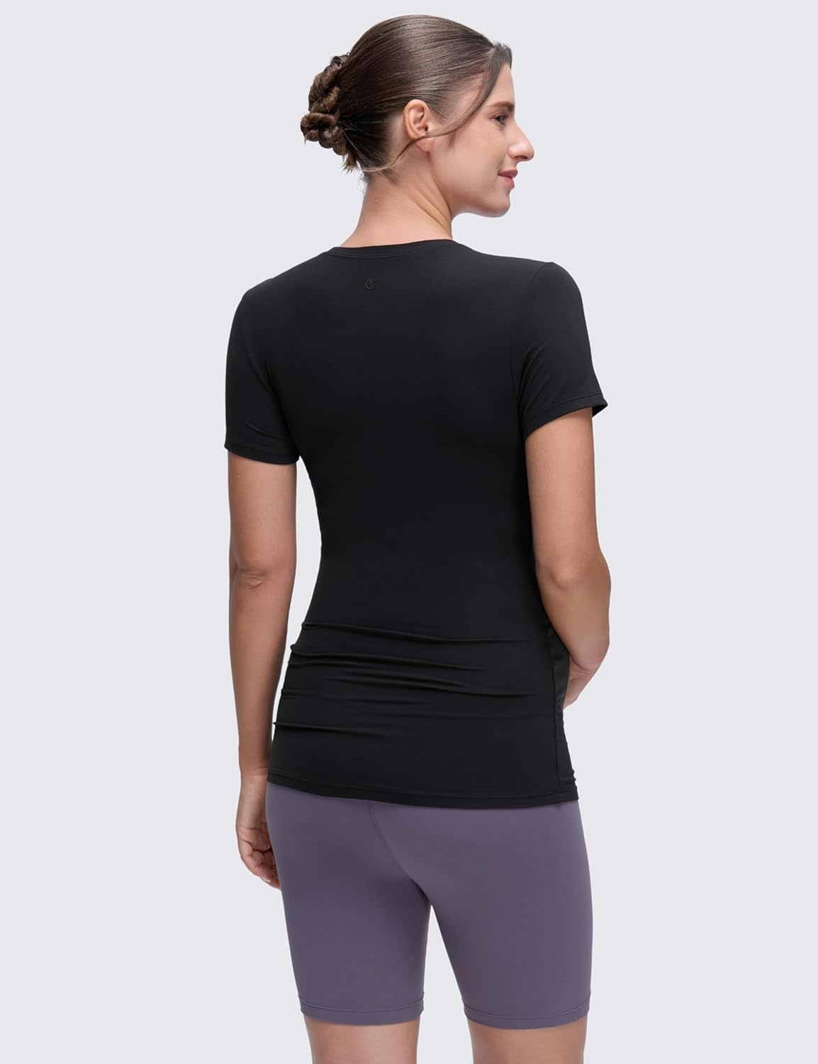 image:imageCRZ YOGA Softembrace Maternity Crewneck Short Sleeve Shirts Soft Casual Pregnancy Tops Going Out Basic TShirts for WomenBlack