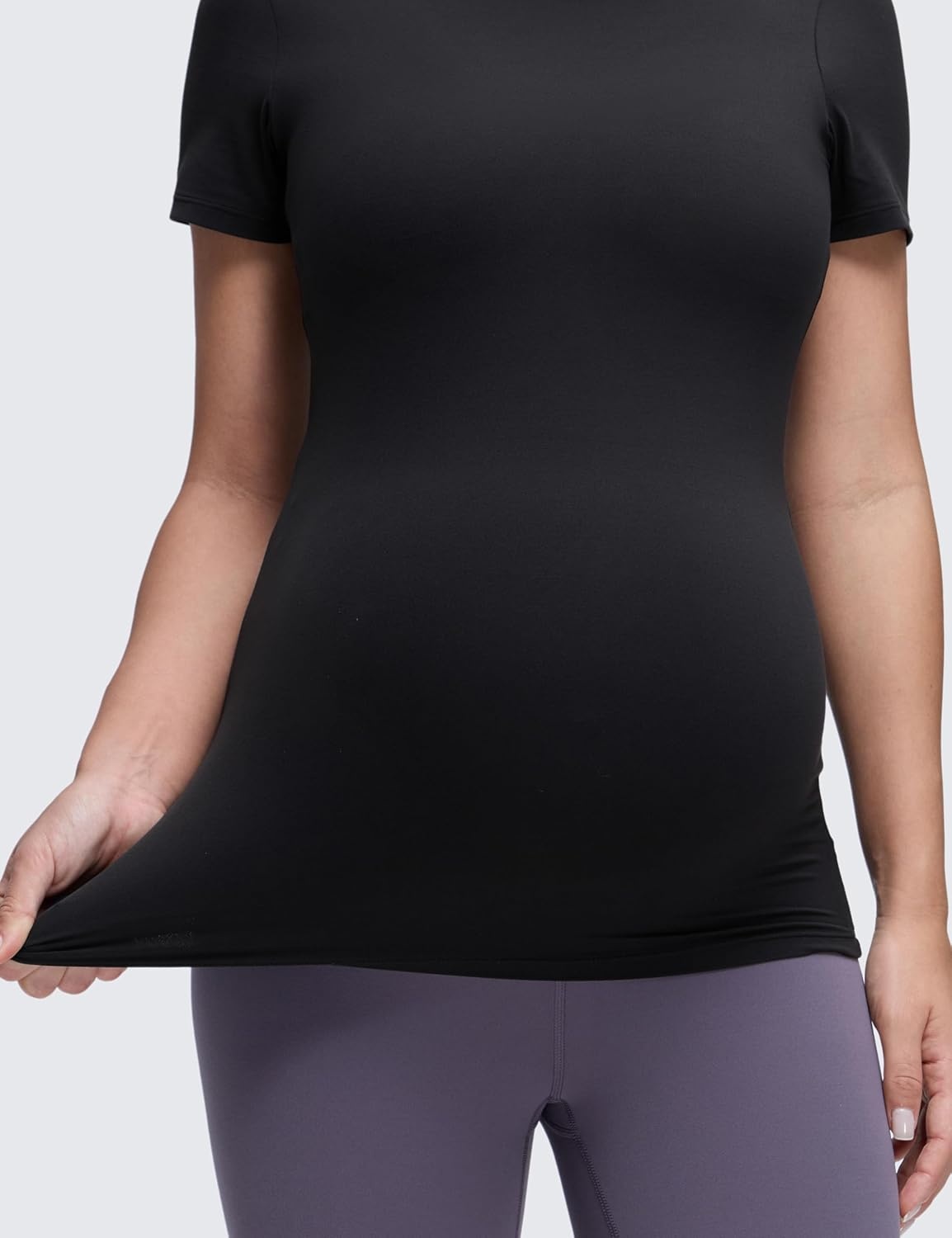 image:imageCRZ YOGA Softembrace Maternity Crewneck Short Sleeve Shirts Soft Casual Pregnancy Tops Going Out Basic TShirts for WomenBlack