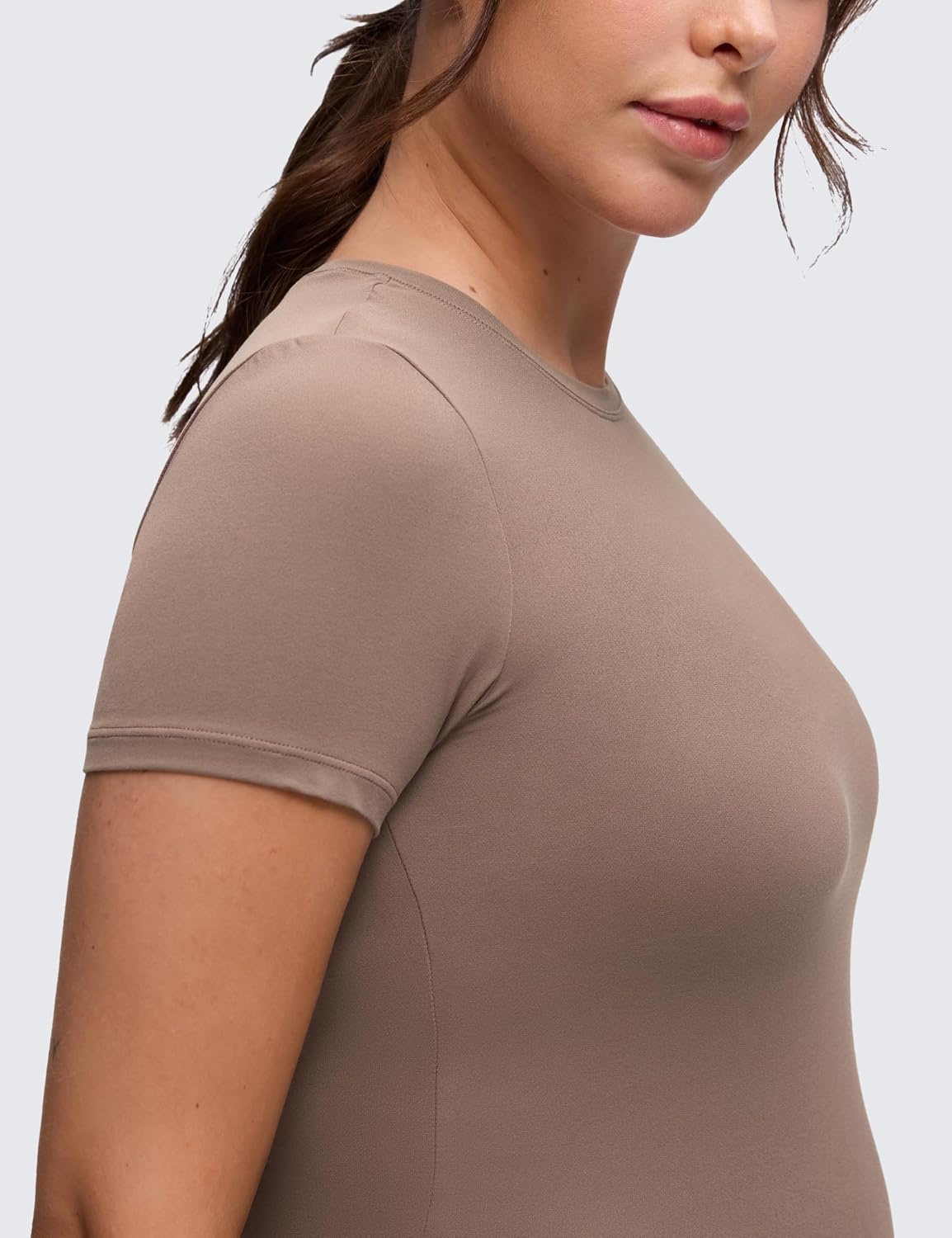 image:imageCRZ YOGA Softembrace Maternity Crewneck Short Sleeve Shirts Soft Casual Pregnancy Tops Going Out Basic TShirts for WomenBrown Purple