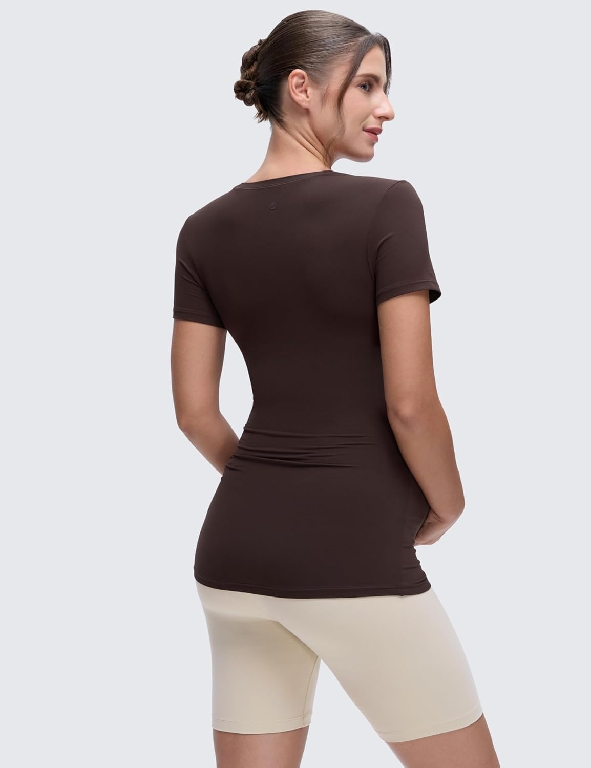 image:imageCRZ YOGA Softembrace Maternity Crewneck Short Sleeve Shirts Soft Casual Pregnancy Tops Going Out Basic TShirts for WomenHot Fudge Brown