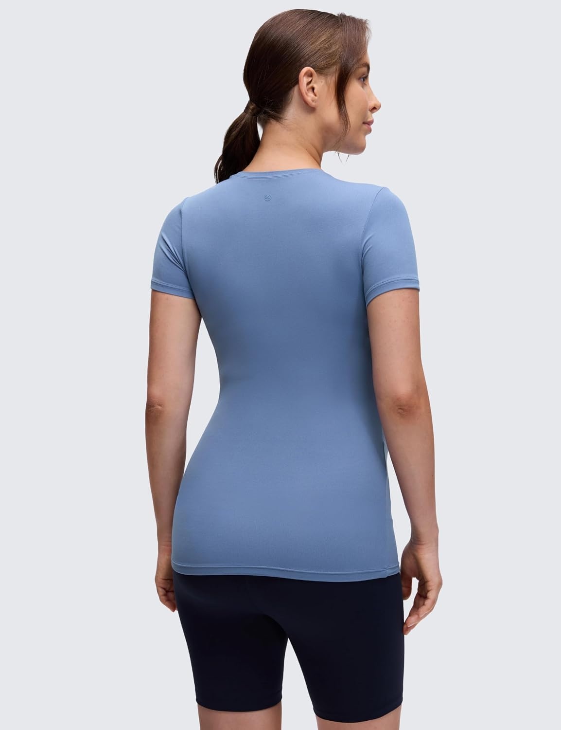 image:imageCRZ YOGA Softembrace Maternity Crewneck Short Sleeve Shirts Soft Casual Pregnancy Tops Going Out Basic TShirts for WomenOasis Blue