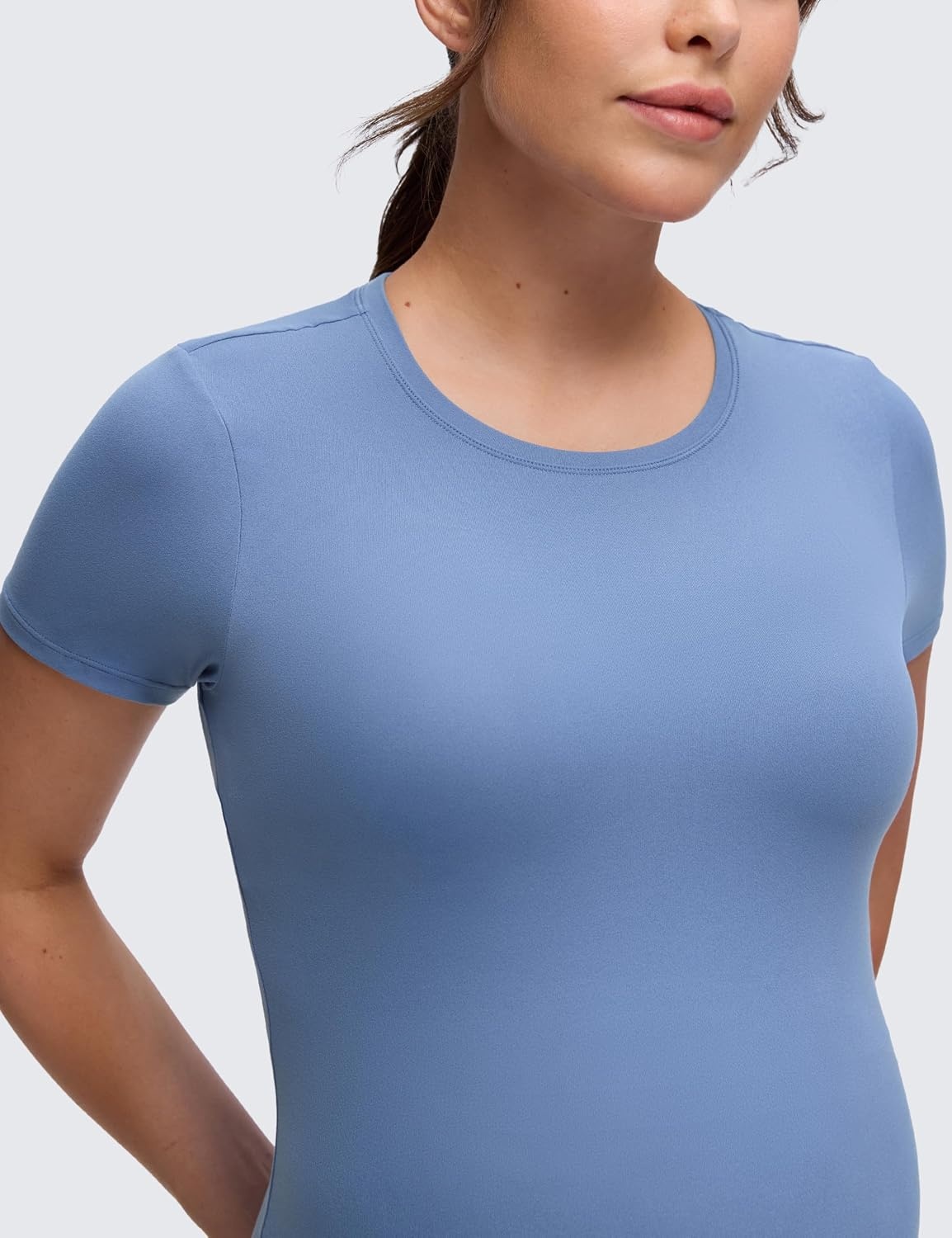 image:imageCRZ YOGA Softembrace Maternity Crewneck Short Sleeve Shirts Soft Casual Pregnancy Tops Going Out Basic TShirts for WomenOasis Blue