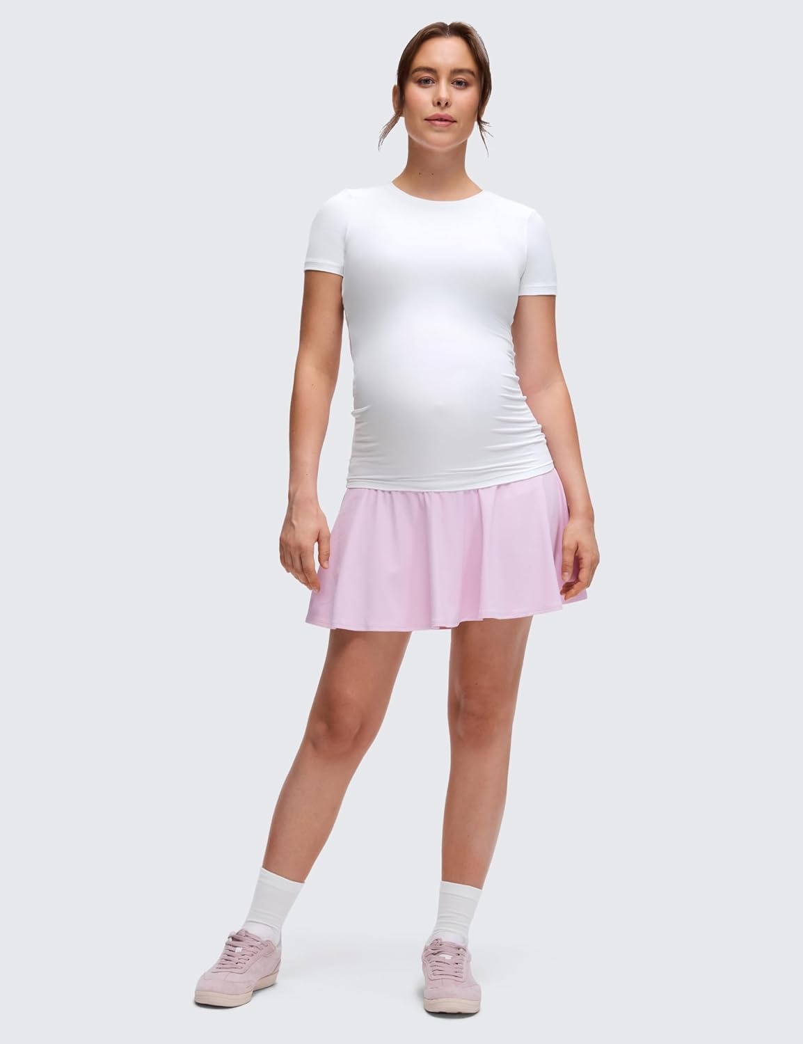 image:imageCRZ YOGA Softembrace Maternity Crewneck Short Sleeve Shirts Soft Casual Pregnancy Tops Going Out Basic TShirts for WomenWhite