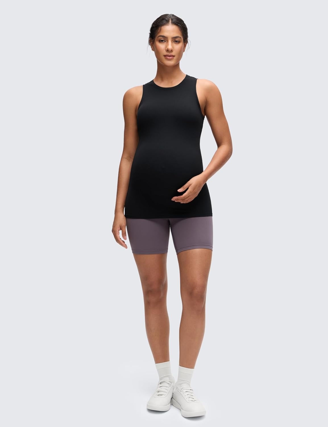 image:imageCRZ YOGA Softembrace Maternity High Neck Tank Tops Soft Sleeveless Casual Going Out Pregnancy Basic TShirts for WomenBlack