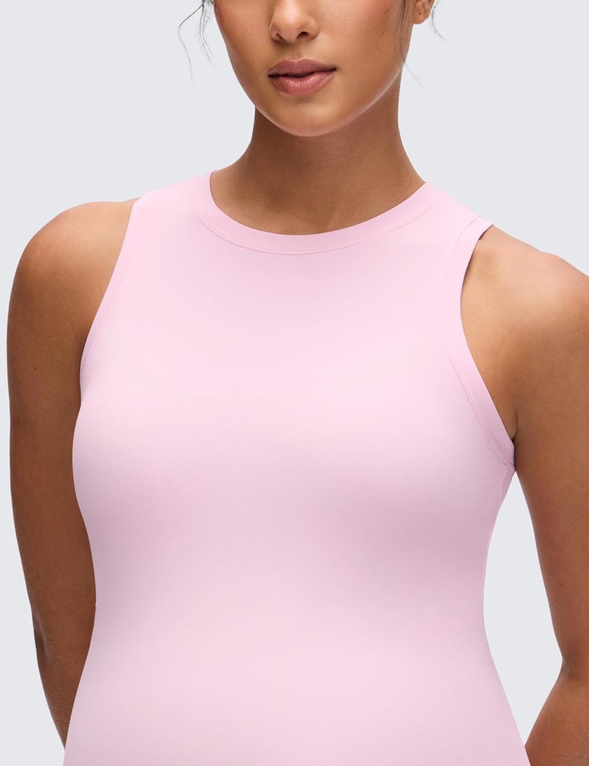 image:imageCRZ YOGA Softembrace Maternity High Neck Tank Tops Soft Sleeveless Casual Going Out Pregnancy Basic TShirts for WomenPink Peony