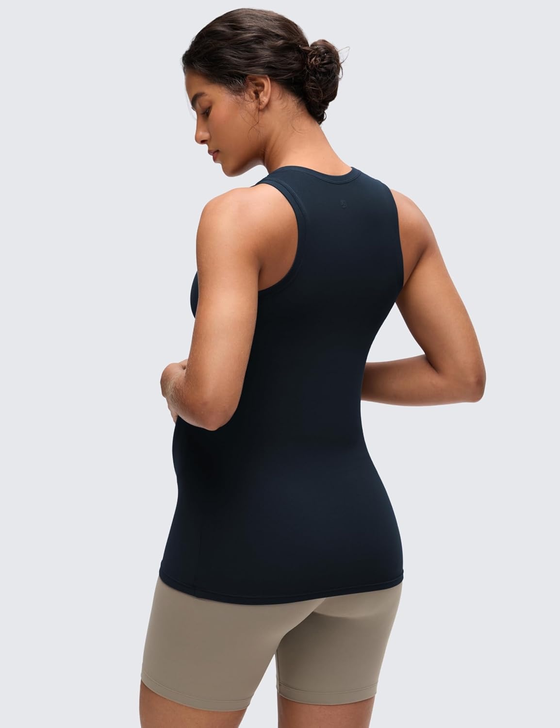image:imageCRZ YOGA Softembrace Maternity High Neck Tank Tops Soft Sleeveless Casual Going Out Pregnancy Basic TShirts for WomenTrue Navy