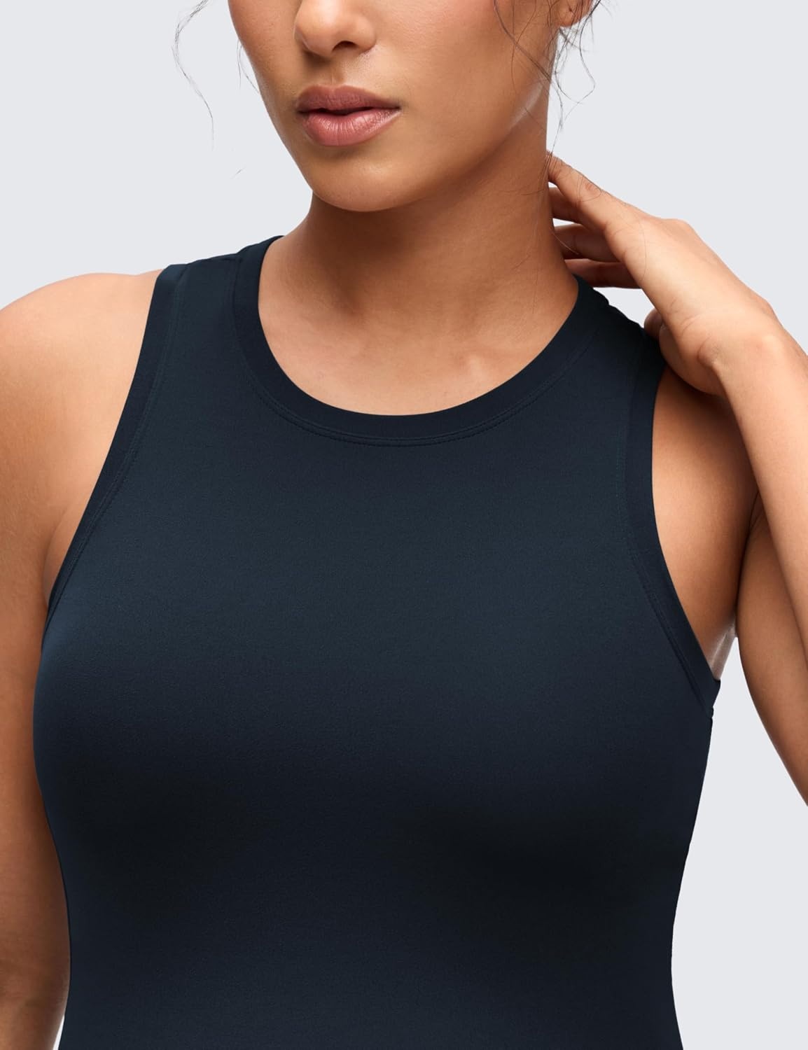 image:imageCRZ YOGA Softembrace Maternity High Neck Tank Tops Soft Sleeveless Casual Going Out Pregnancy Basic TShirts for WomenTrue Navy