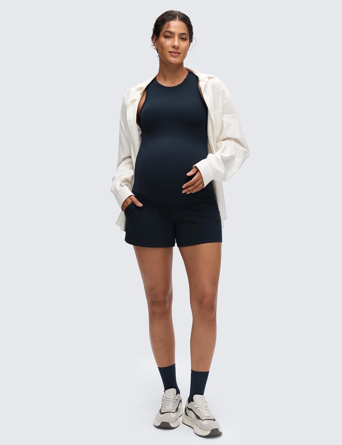 image:imageCRZ YOGA Softembrace Maternity High Neck Tank Tops Soft Sleeveless Casual Going Out Pregnancy Basic TShirts for WomenTrue Navy