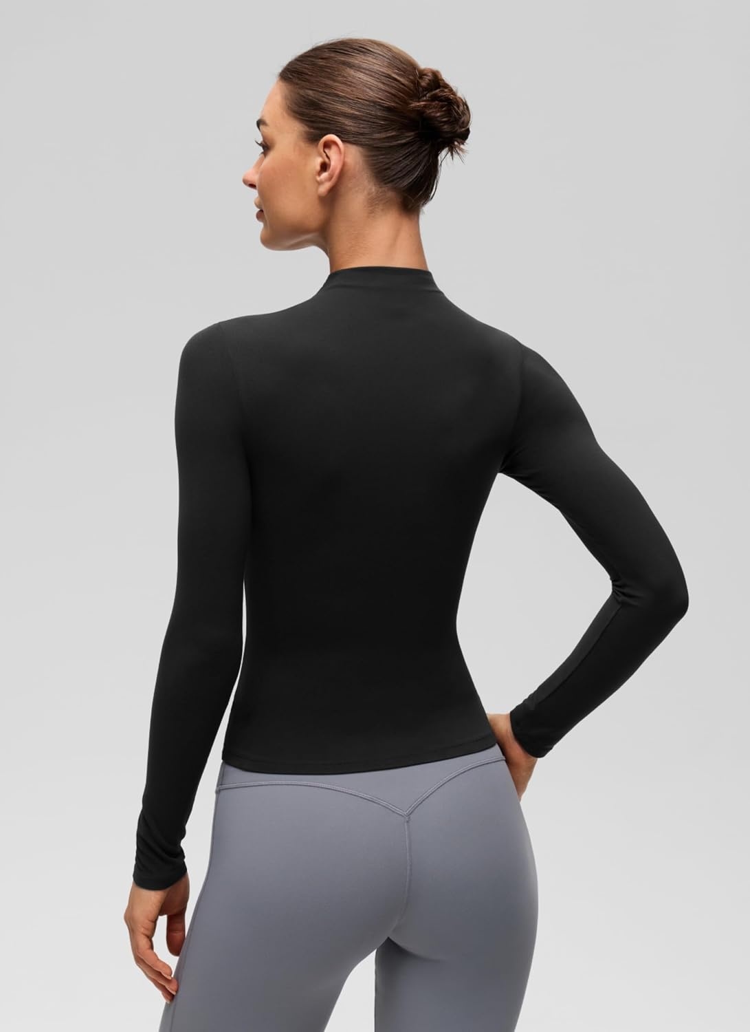 image:imageCRZ YOGA Softembrace Mock Neck Long Sleeve Shirts for Women Casual Going Out Comfort Tops Soft Fitted Layer Underwear TeesBlack