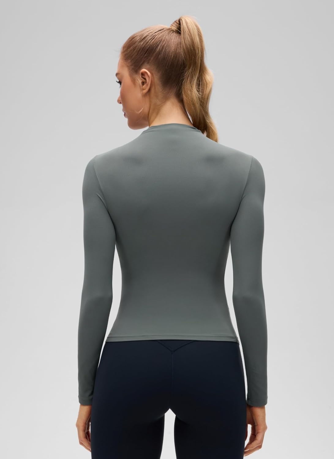 image:imageCRZ YOGA Softembrace Mock Neck Long Sleeve Shirts for Women Casual Going Out Comfort Tops Soft Fitted Layer Underwear TeesGrey Sage