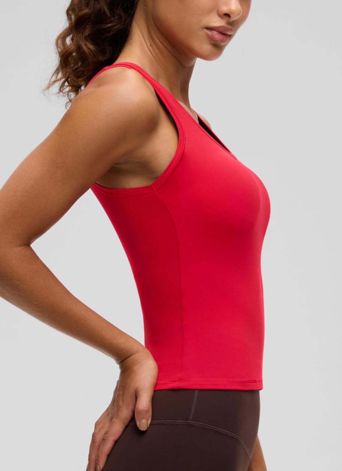 image:imageCRZ YOGA Softembrace Scoop Neck Tank Tops for Women Casual Going Out Soft Double Lined Crop Basic Sleeveless ShirtsAurora Red