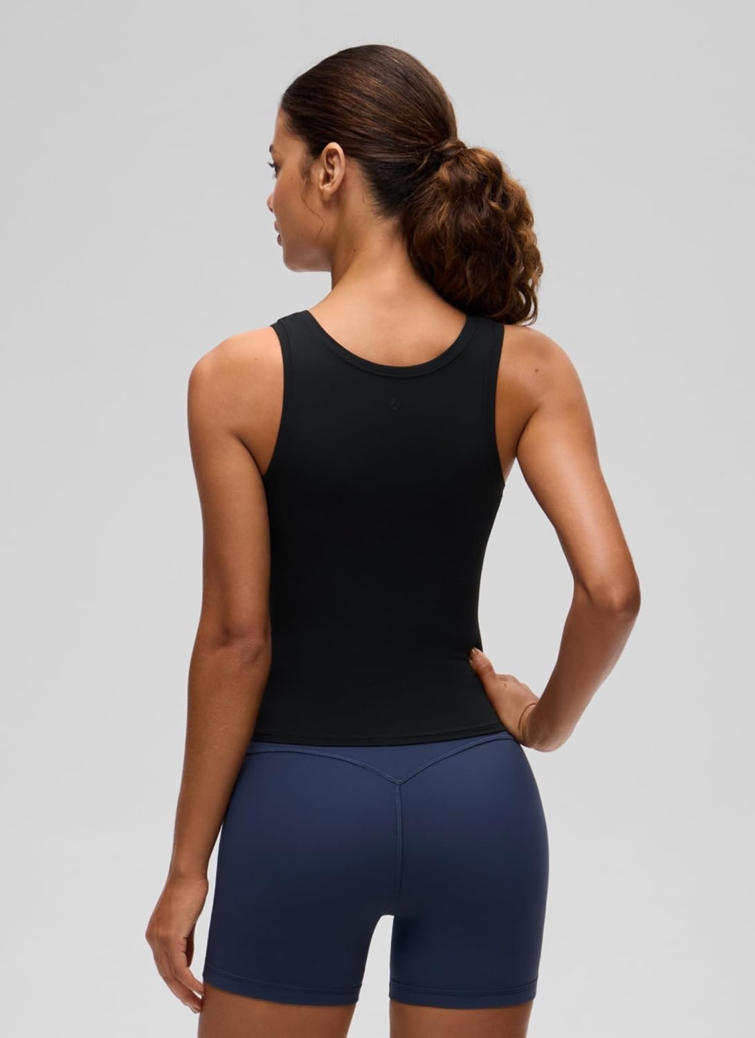 image:imageCRZ YOGA Softembrace Scoop Neck Tank Tops for Women Casual Going Out Soft Double Lined Crop Basic Sleeveless ShirtsBlack