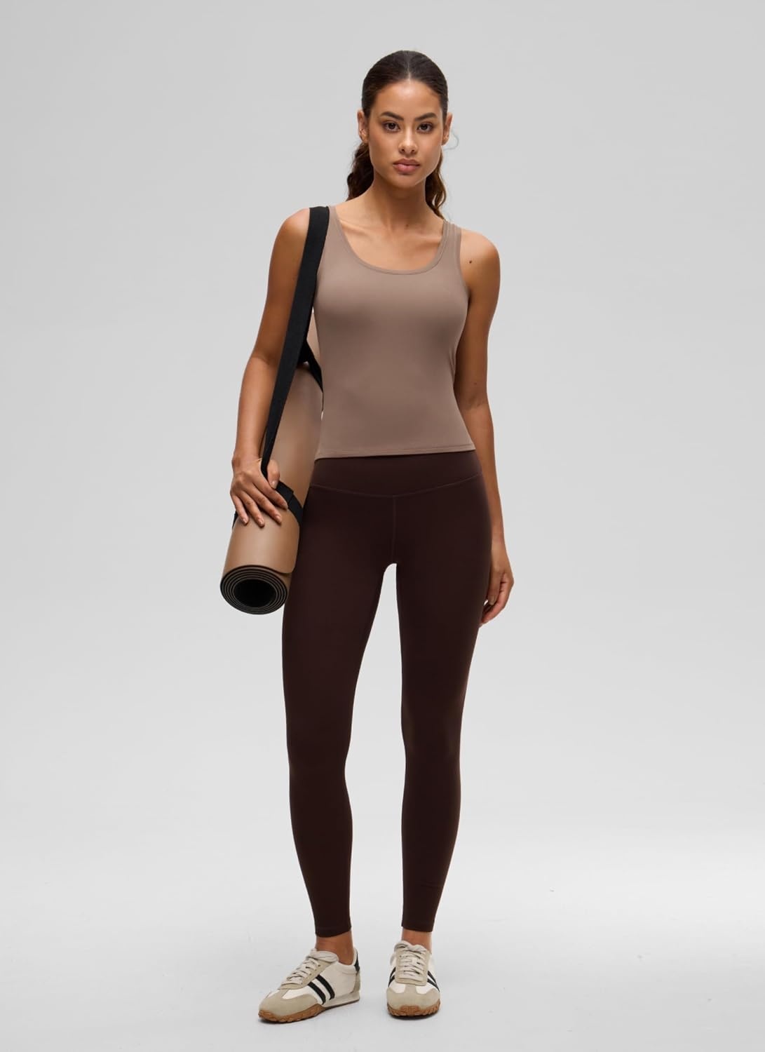 image:imageCRZ YOGA Softembrace Scoop Neck Tank Tops for Women Casual Going Out Soft Double Lined Crop Basic Sleeveless ShirtsBrown Purple