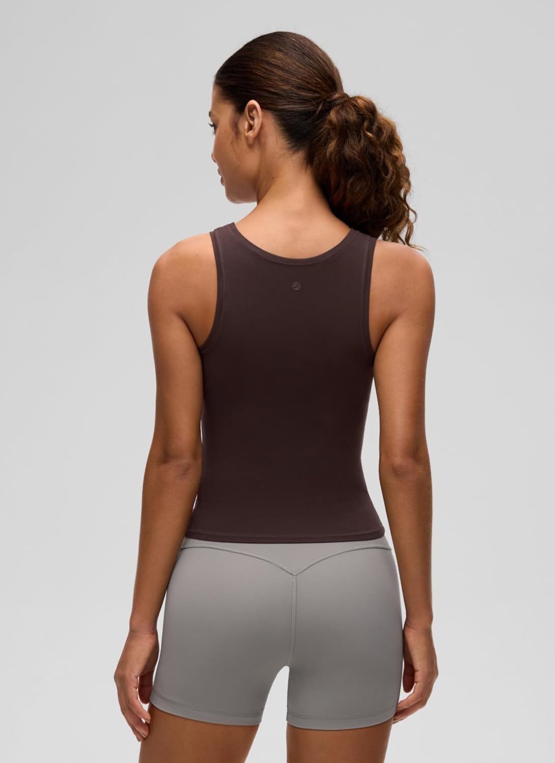 image:imageCRZ YOGA Softembrace Scoop Neck Tank Tops for Women Casual Going Out Soft Double Lined Crop Basic Sleeveless ShirtsHot Fudge Brown