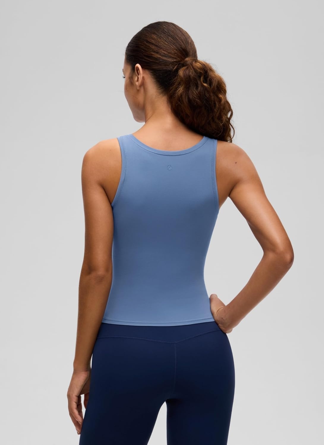 image:imageCRZ YOGA Softembrace Scoop Neck Tank Tops for Women Casual Going Out Soft Double Lined Crop Basic Sleeveless ShirtsOasis Blue