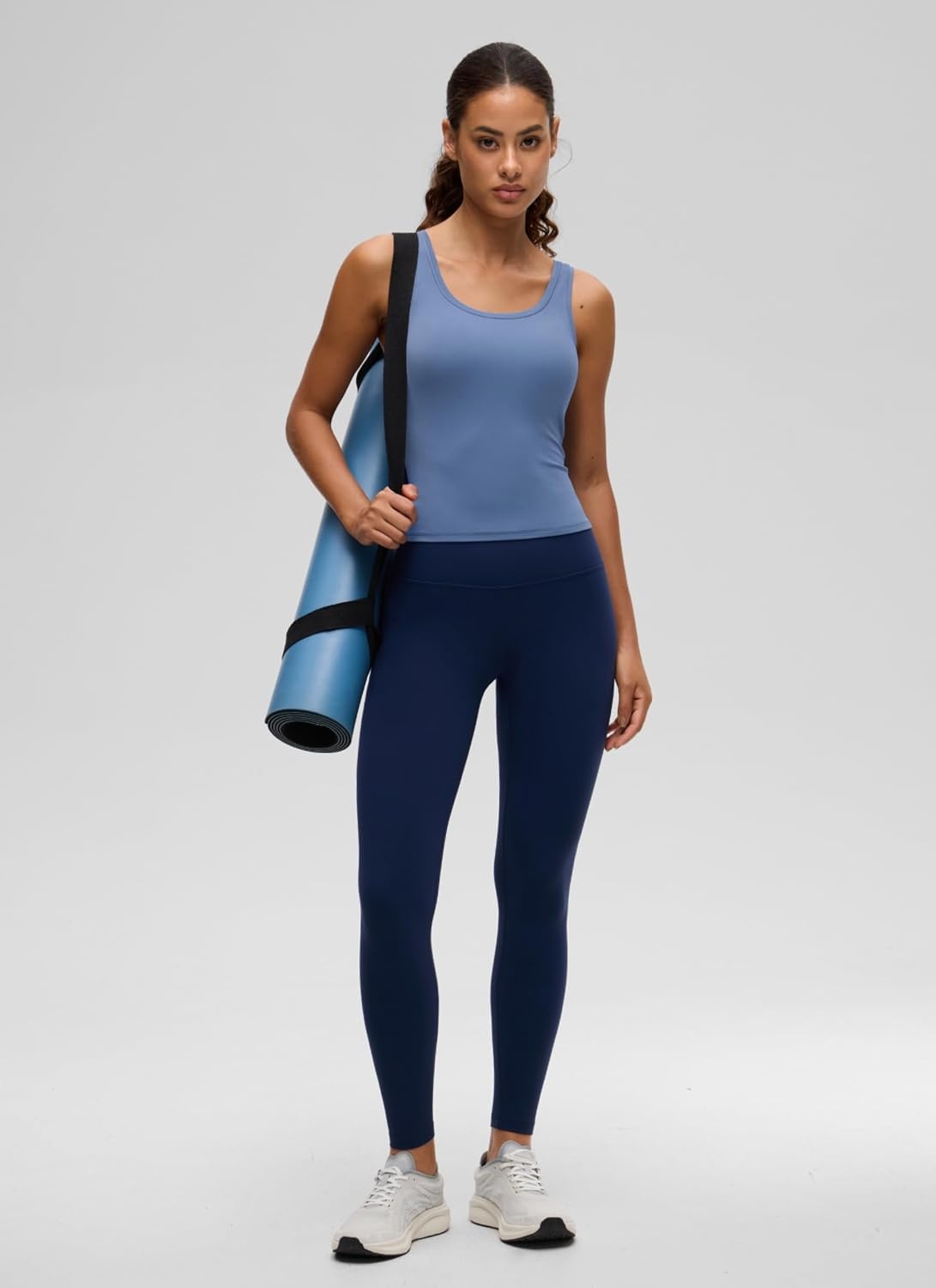 image:imageCRZ YOGA Softembrace Scoop Neck Tank Tops for Women Casual Going Out Soft Double Lined Crop Basic Sleeveless ShirtsOasis Blue
