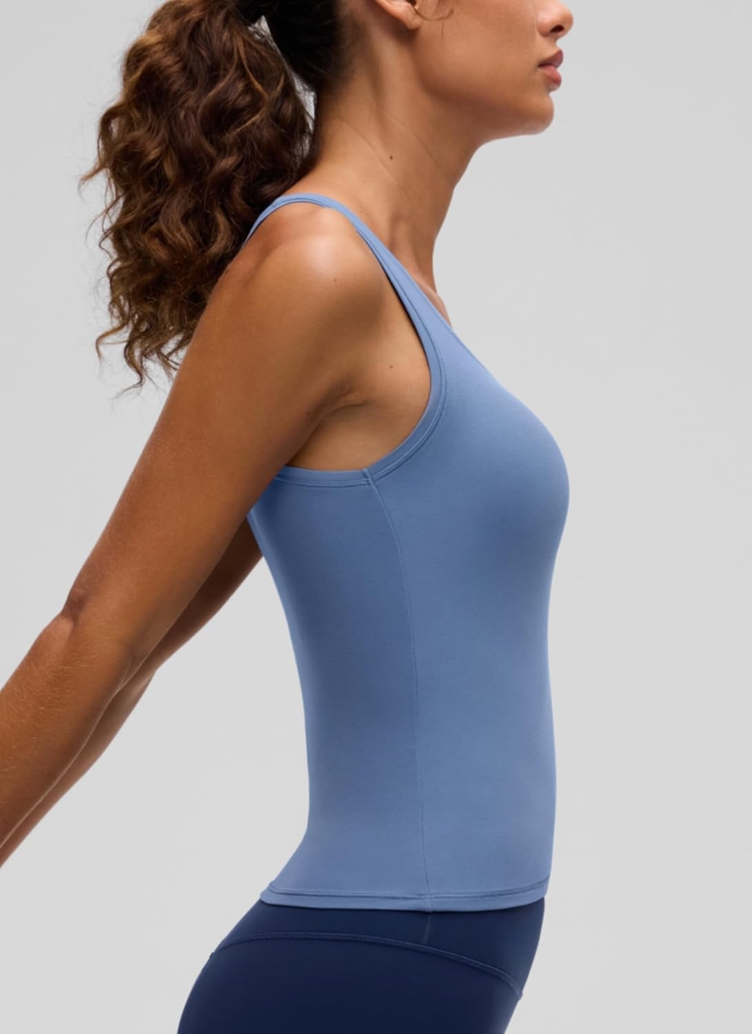 image:imageCRZ YOGA Softembrace Scoop Neck Tank Tops for Women Casual Going Out Soft Double Lined Crop Basic Sleeveless ShirtsOasis Blue