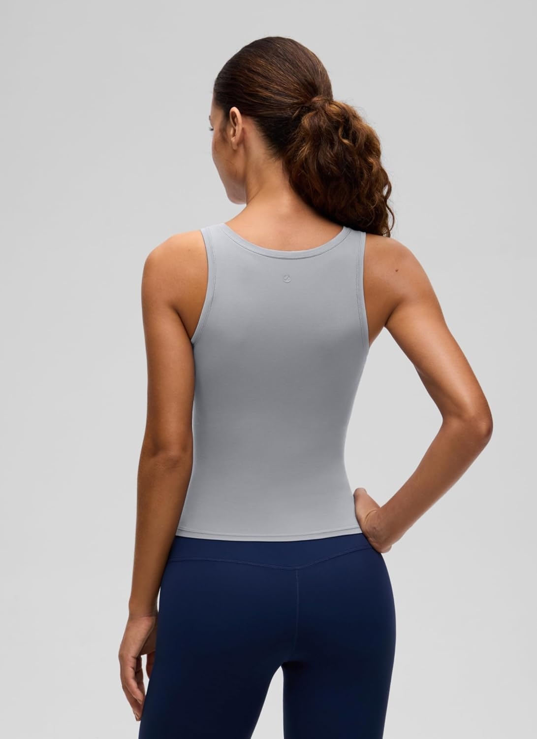 image:imageCRZ YOGA Softembrace Scoop Neck Tank Tops for Women Casual Going Out Soft Double Lined Crop Basic Sleeveless ShirtsRhino Grey