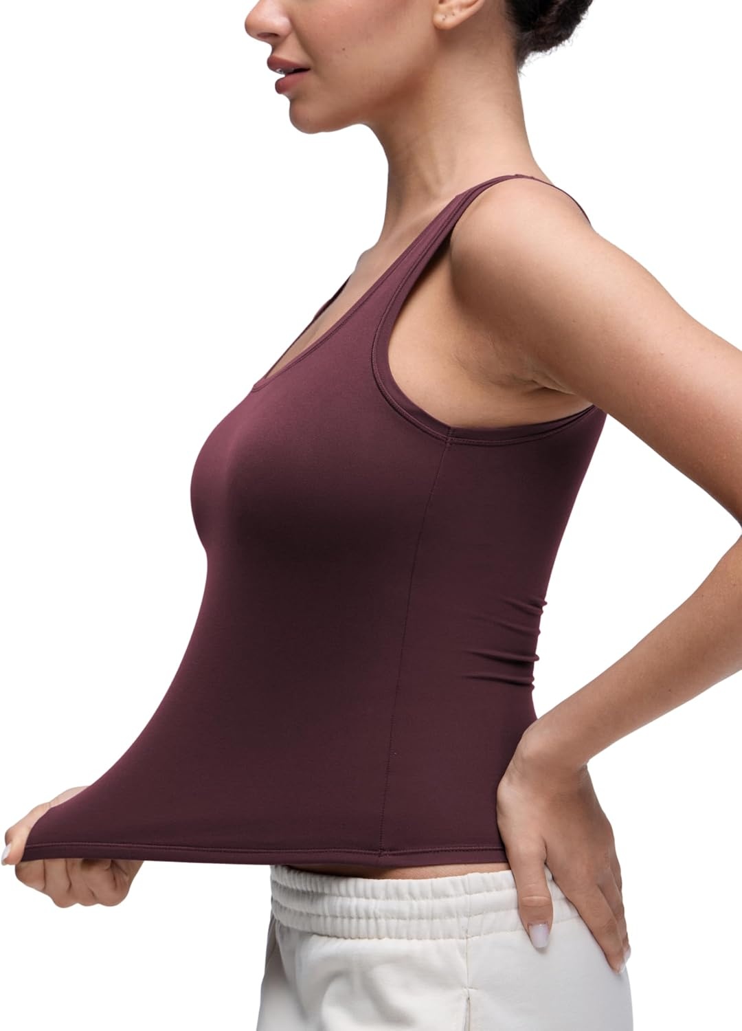 image:imageCRZ YOGA Softembrace Scoop Neck Tank Tops for Women Casual Going Out Soft Double Lined Crop Basic Sleeveless ShirtsRipe Plum