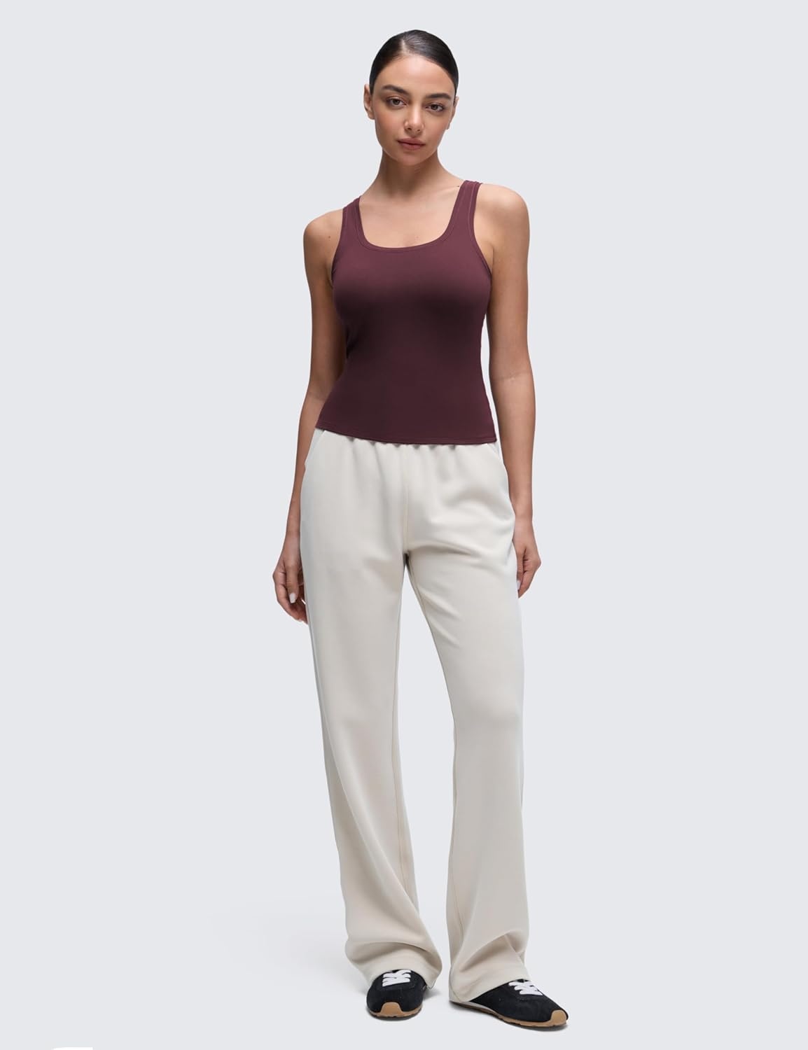 image:imageCRZ YOGA Softembrace Scoop Neck Tank Tops for Women Casual Going Out Soft Double Lined Crop Basic Sleeveless ShirtsRipe Plum