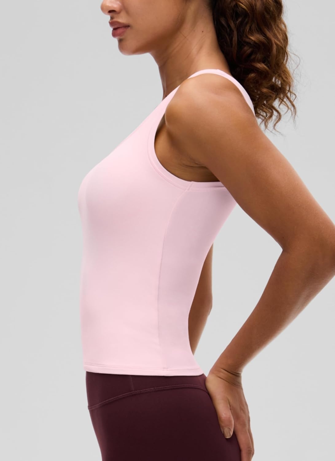 image:imageCRZ YOGA Softembrace Scoop Neck Tank Tops for Women Casual Going Out Soft Double Lined Crop Basic Sleeveless ShirtsStrawberry Pink