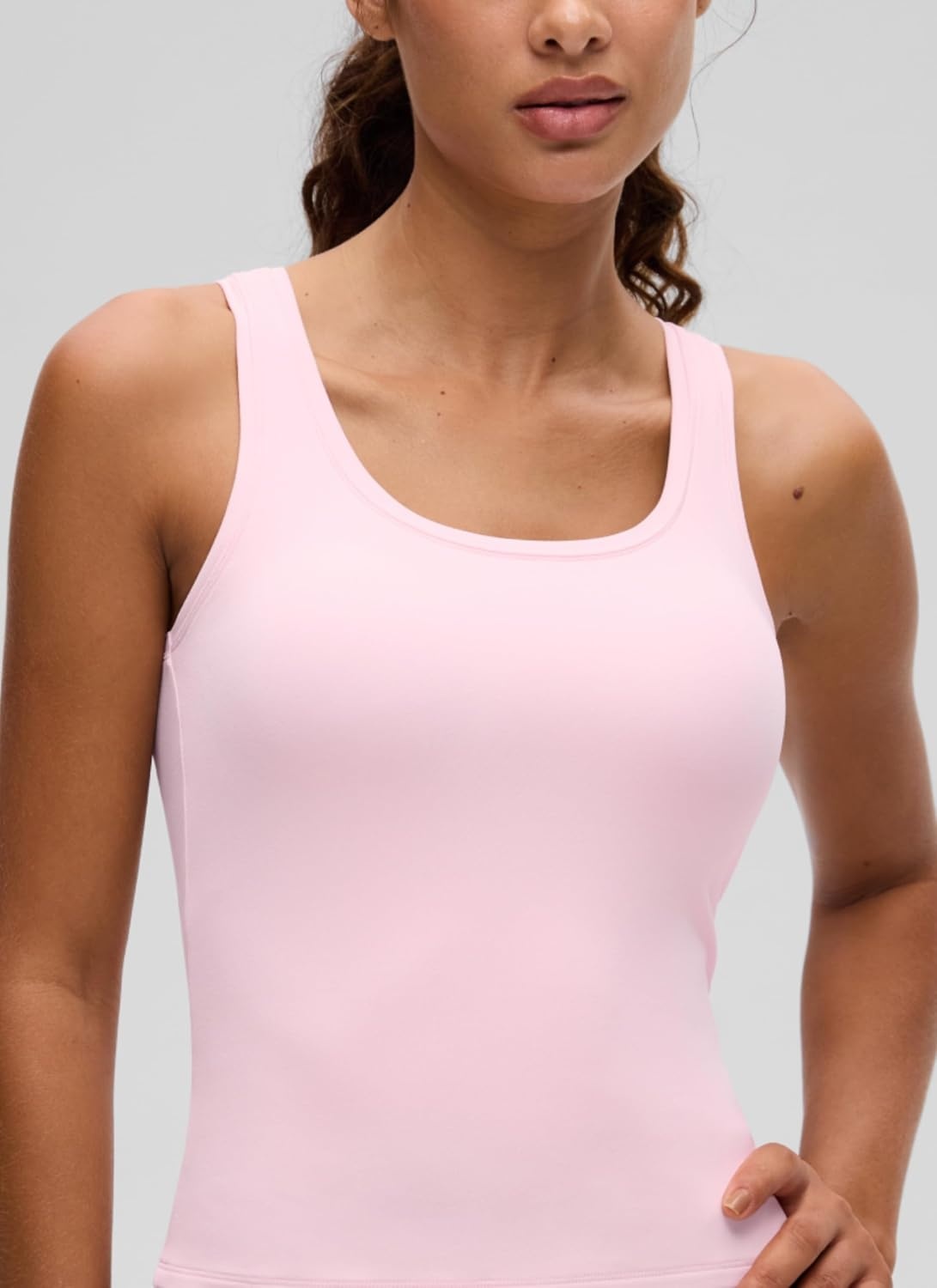 image:imageCRZ YOGA Softembrace Scoop Neck Tank Tops for Women Casual Going Out Soft Double Lined Crop Basic Sleeveless ShirtsStrawberry Pink