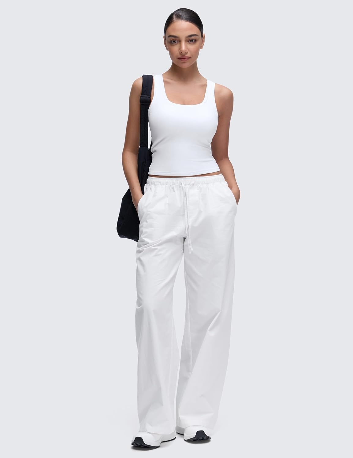image:imageCRZ YOGA Softembrace Scoop Neck Tank Tops for Women Casual Going Out Soft Double Lined Crop Basic Sleeveless ShirtsWhite