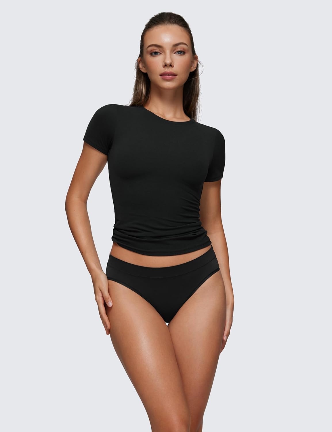 image:imageCRZ YOGA Softhold Bikini Underwear for Women Sexy Tagless Hipster Stretch Breathable Ladies Cheeky Panties 3 PackBlack 3pack
