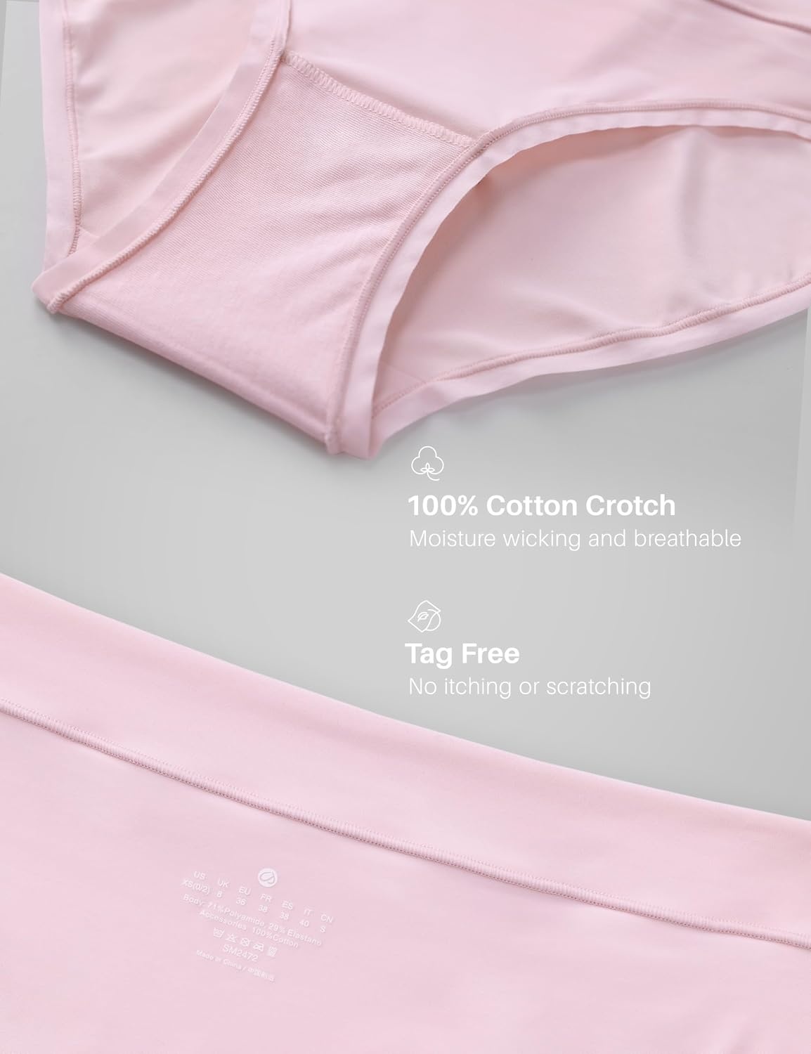 image:imageCRZ YOGA Softhold Bikini Underwear for Women Sexy Tagless Hipster Stretch Breathable Ladies Cheeky Panties 3 PackGreyWhitePink