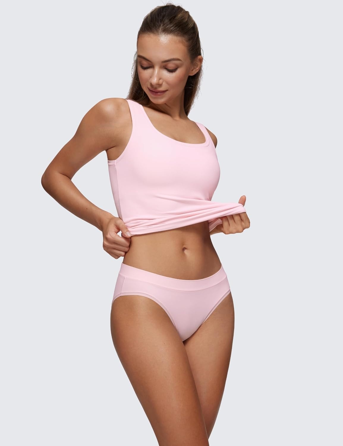 image:imageCRZ YOGA Softhold Bikini Underwear for Women Sexy Tagless Hipster Stretch Breathable Ladies Cheeky Panties 3 PackGreyWhitePink