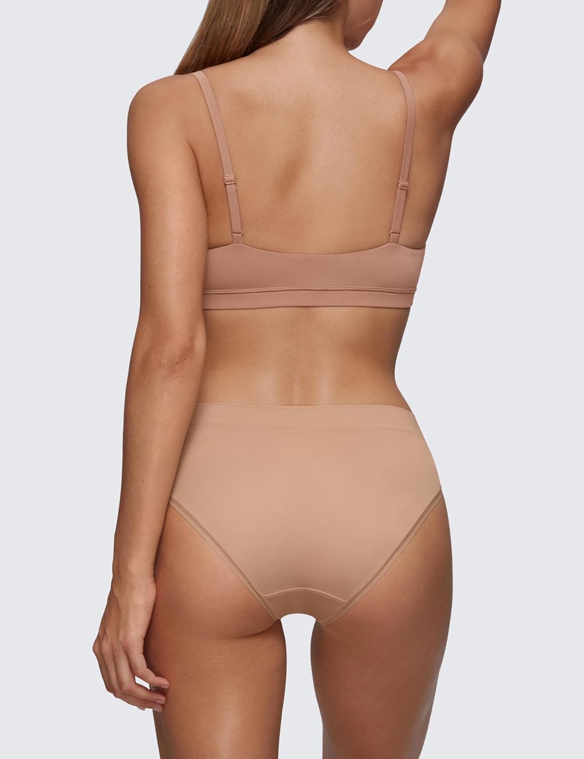 image:imageCRZ YOGA Softhold Bikini Underwear for Women Sexy Tagless Hipster Stretch Breathable Ladies Cheeky Panties 3 PackWarm Beige 3pack