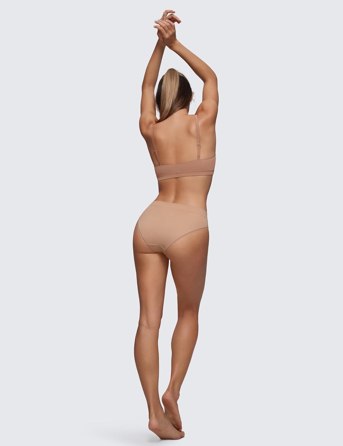 image:imageCRZ YOGA Softhold Bikini Underwear for Women Sexy Tagless Hipster Stretch Breathable Ladies Cheeky Panties 3 PackWarm Beige 3pack
