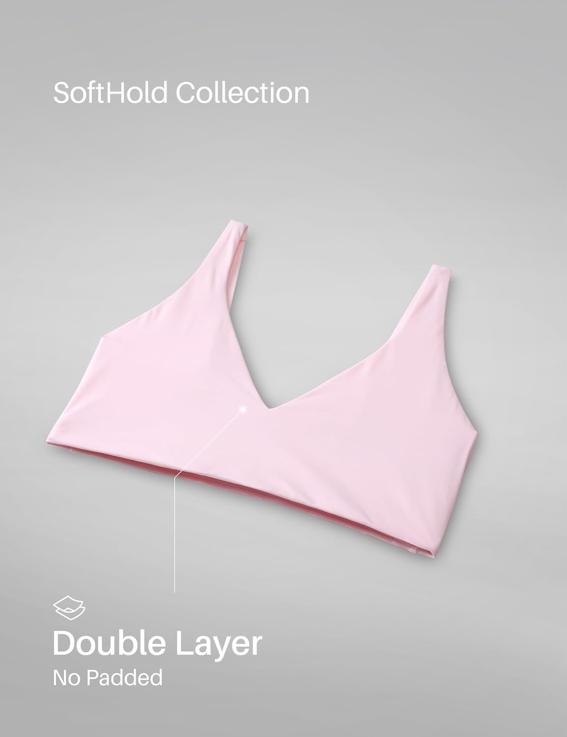 image:imageCRZ YOGA Softhold Double Lined Deep V Bralette Womens Adjustable Straps Wireless Plunge TShirt Everyday Bra Comfy SmoothStrawberry Pink