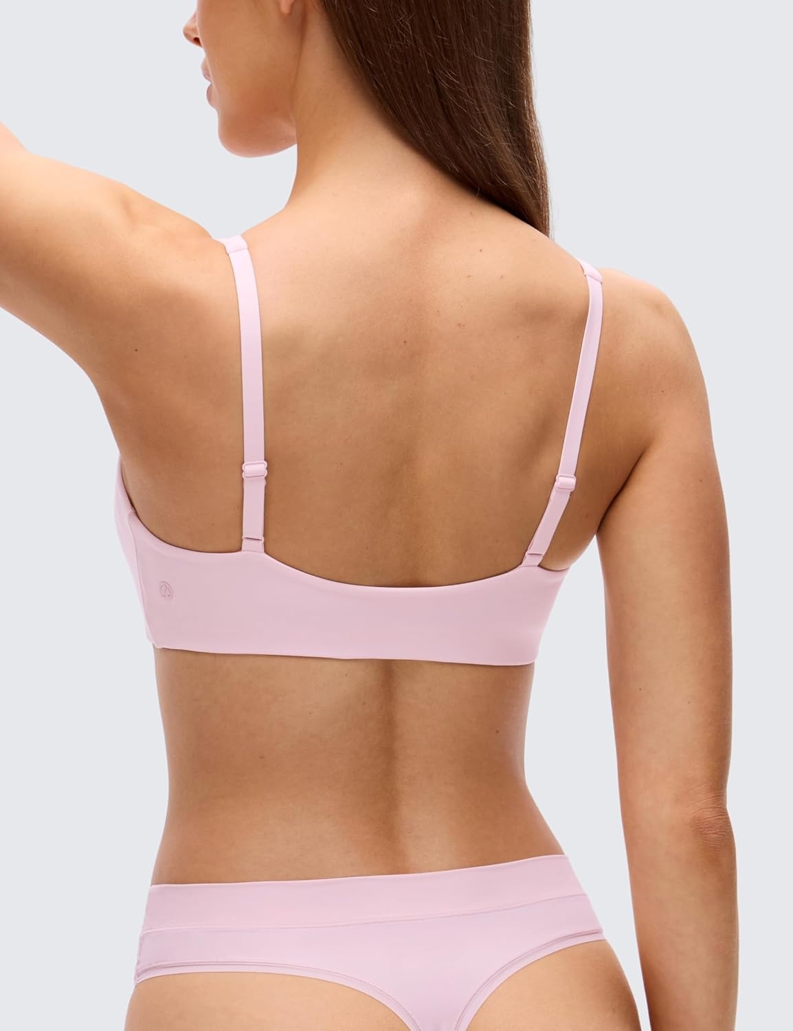 image:imageCRZ YOGA Softhold Double Lined Deep V Bralette Womens Adjustable Straps Wireless Plunge TShirt Everyday Bra Comfy SmoothStrawberry Pink