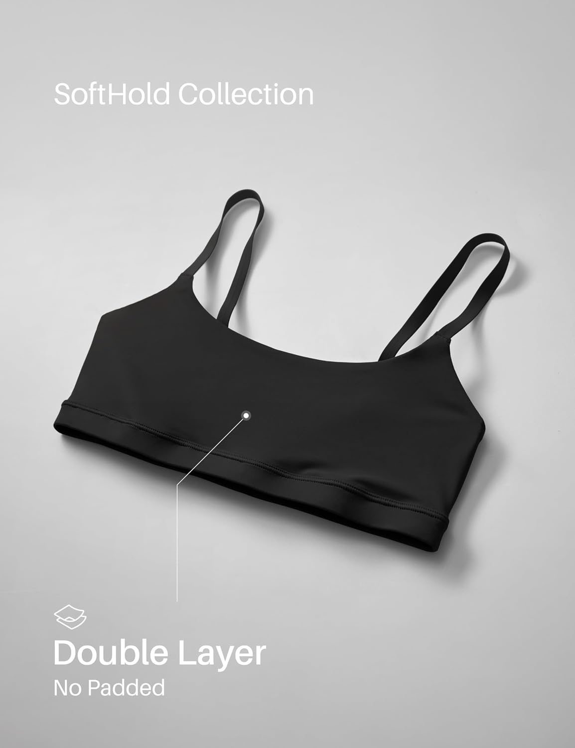 image:imageCRZ YOGA Softhold Double Lined Scoop Neck Bralette Womens Adjustable Straps Cami Wireless Sleep TShirt Everyday BraBlack