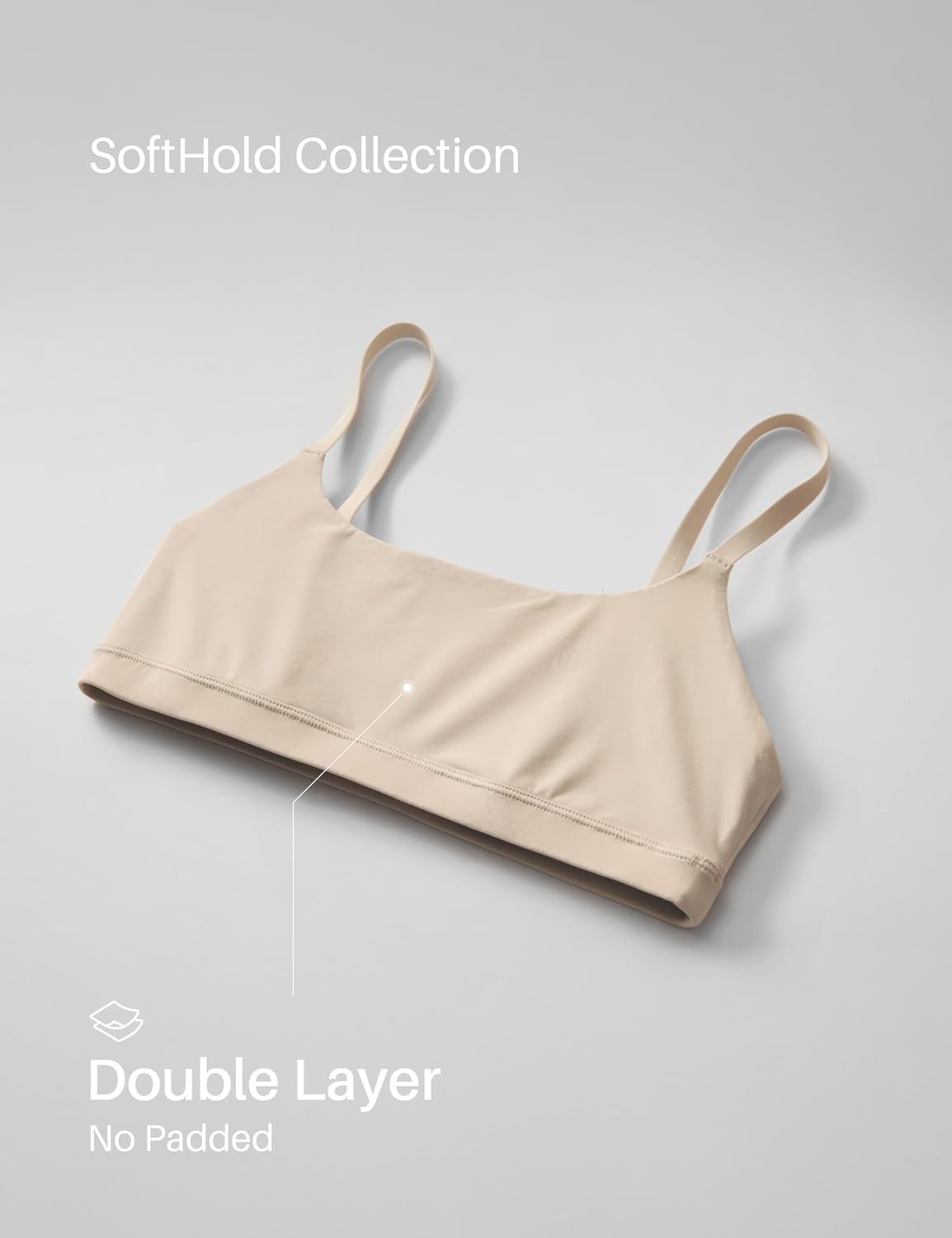image:imageCRZ YOGA Softhold Double Lined Scoop Neck Bralette Womens Adjustable Straps Cami Wireless Sleep TShirt Everyday BraMojave Tan 2