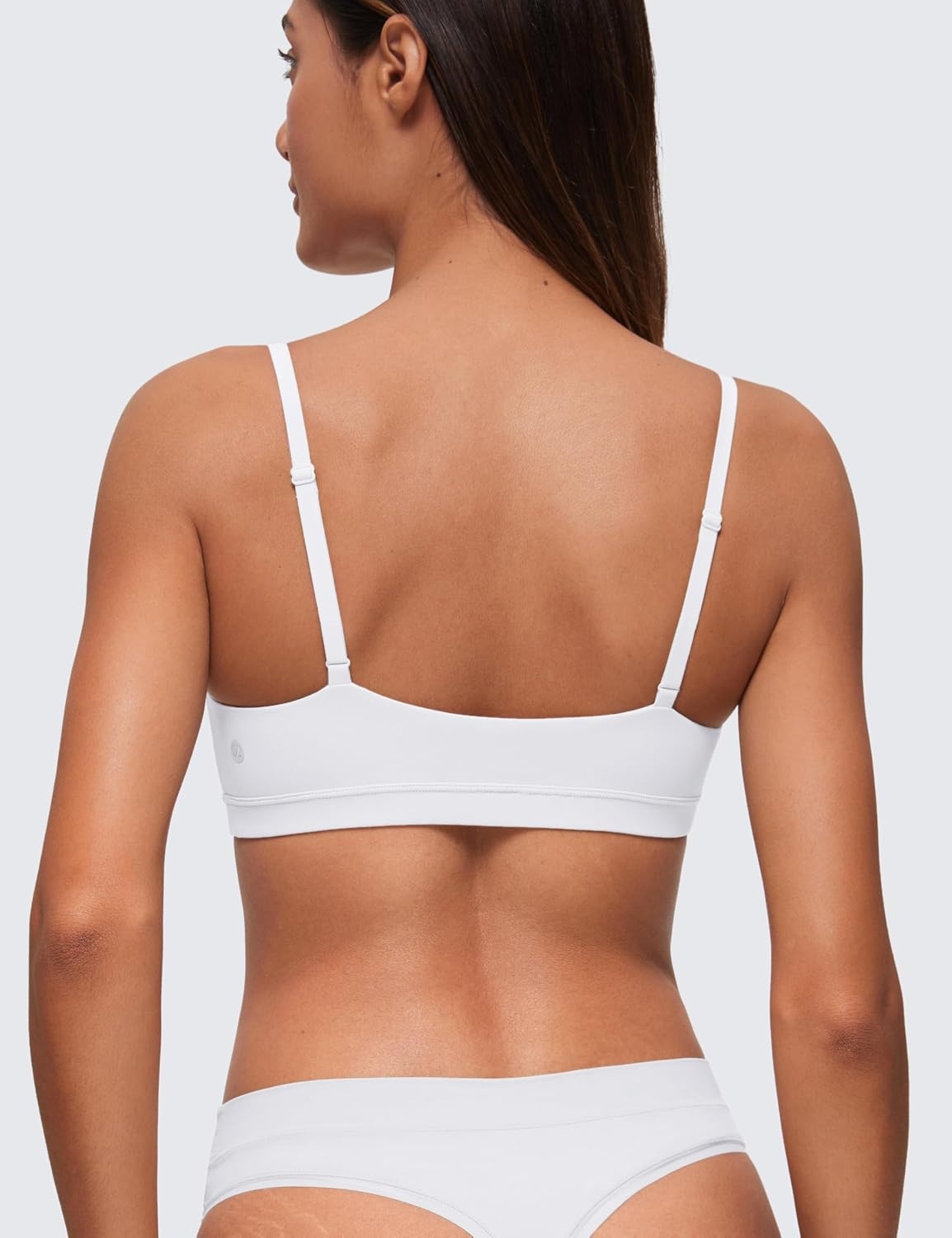 image:imageCRZ YOGA Softhold Double Lined Scoop Neck Bralette Womens Adjustable Straps Cami Wireless Sleep TShirt Everyday BraSnow White
