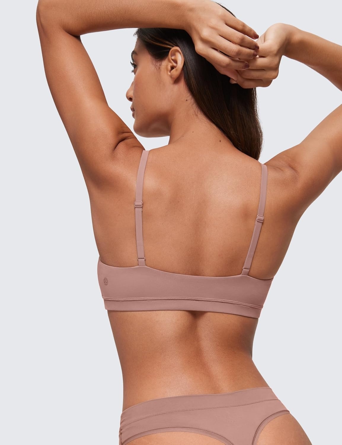 image:imageCRZ YOGA Softhold Double Lined Scoop Neck Bralette Womens Adjustable Straps Cami Wireless Sleep TShirt Everyday BraTwilight Rose Pink