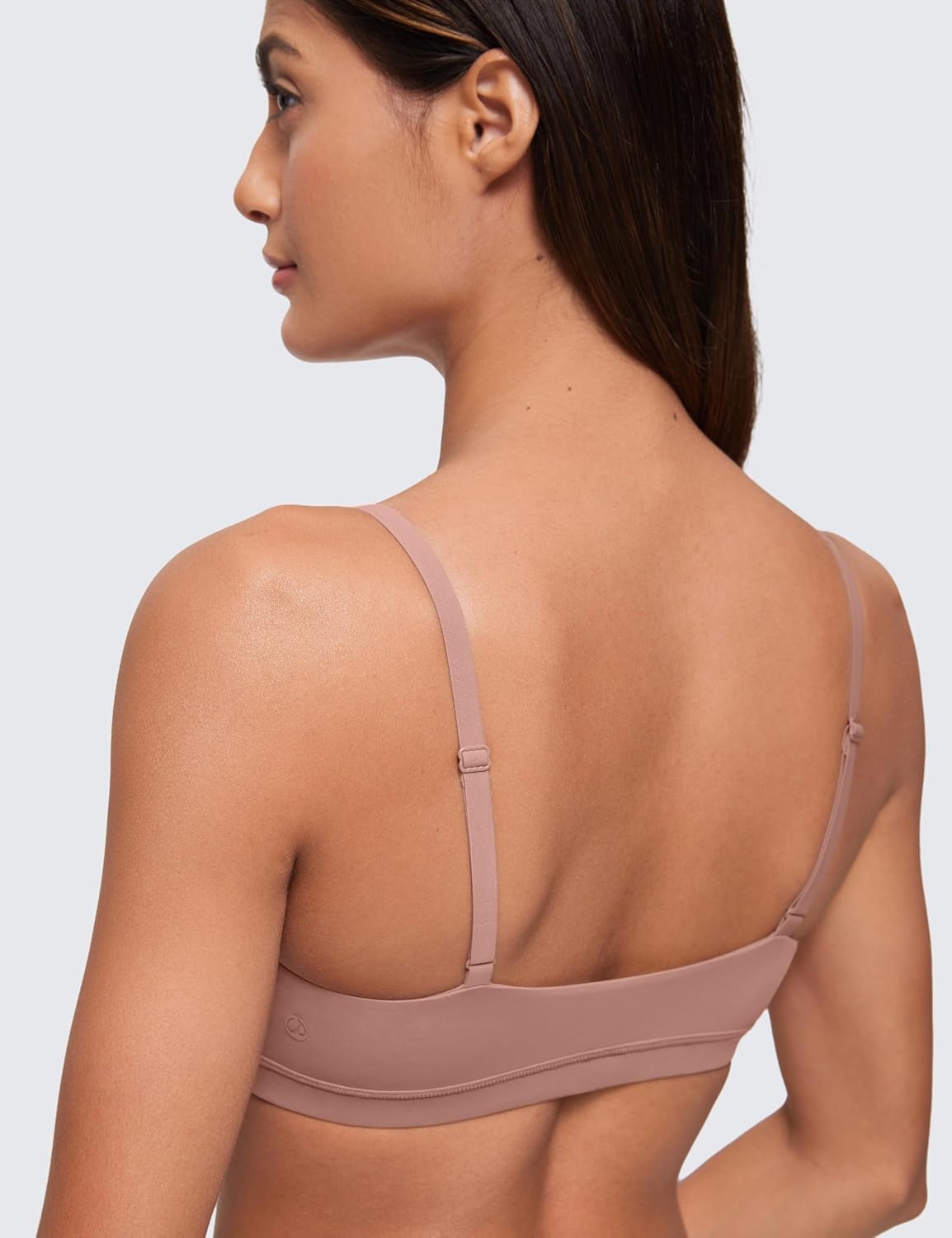 image:imageCRZ YOGA Softhold Double Lined Scoop Neck Bralette Womens Adjustable Straps Cami Wireless Sleep TShirt Everyday BraTwilight Rose Pink