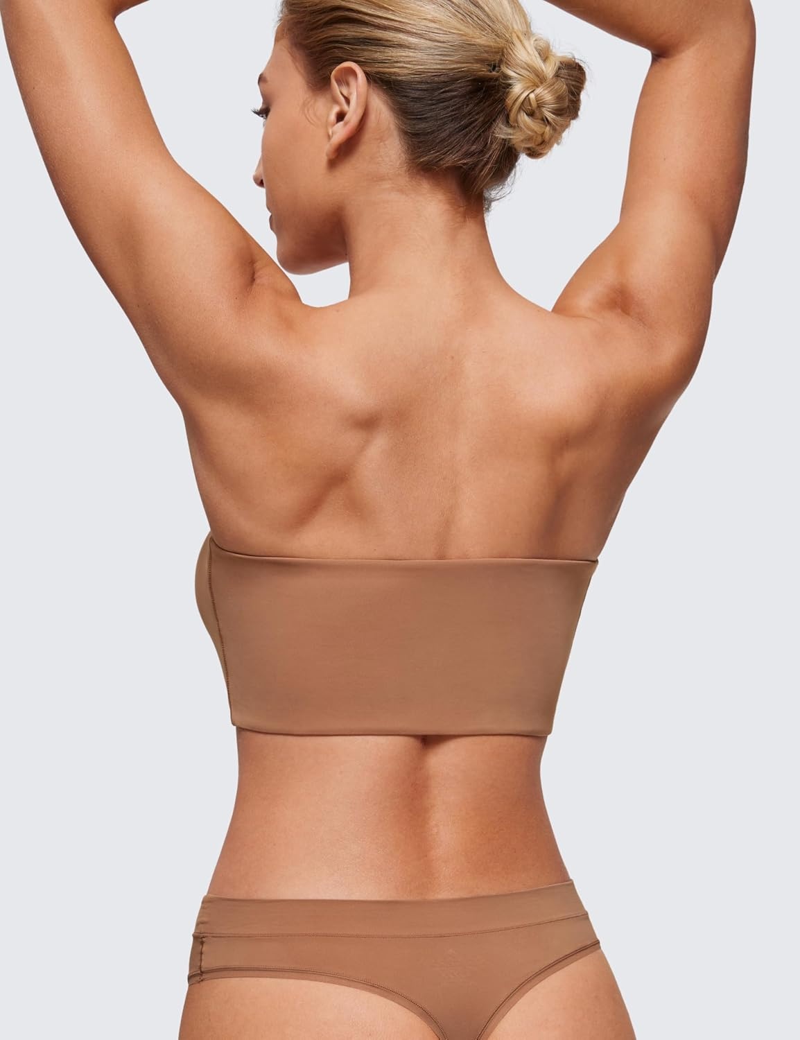 image:imageCRZ YOGA Softhold Double Lined Strapless Bralette Stretchy Smooth Womens Tube Tops Bandeau Wireless TShirt Everyday BraGravel Beige