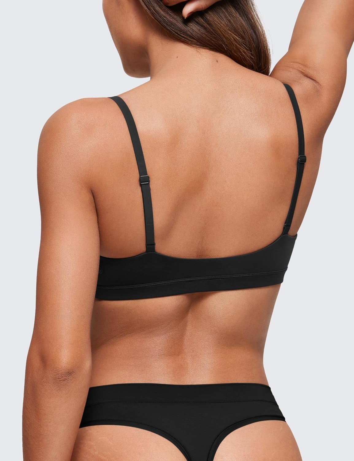 image:imageCRZ YOGA Softhold Double Lined Triangle Bralette Womens Adjustable Straps Wireless Cami Plunge TShirt Everyday Bra ComfyBlack