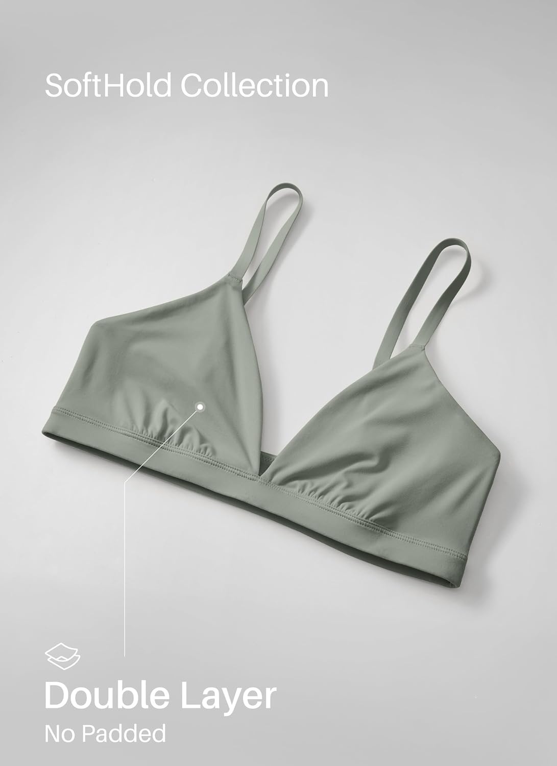 image:imageCRZ YOGA Softhold Double Lined Triangle Bralette Womens Adjustable Straps Wireless Cami Plunge TShirt Everyday Bra ComfyGreen Palm Court