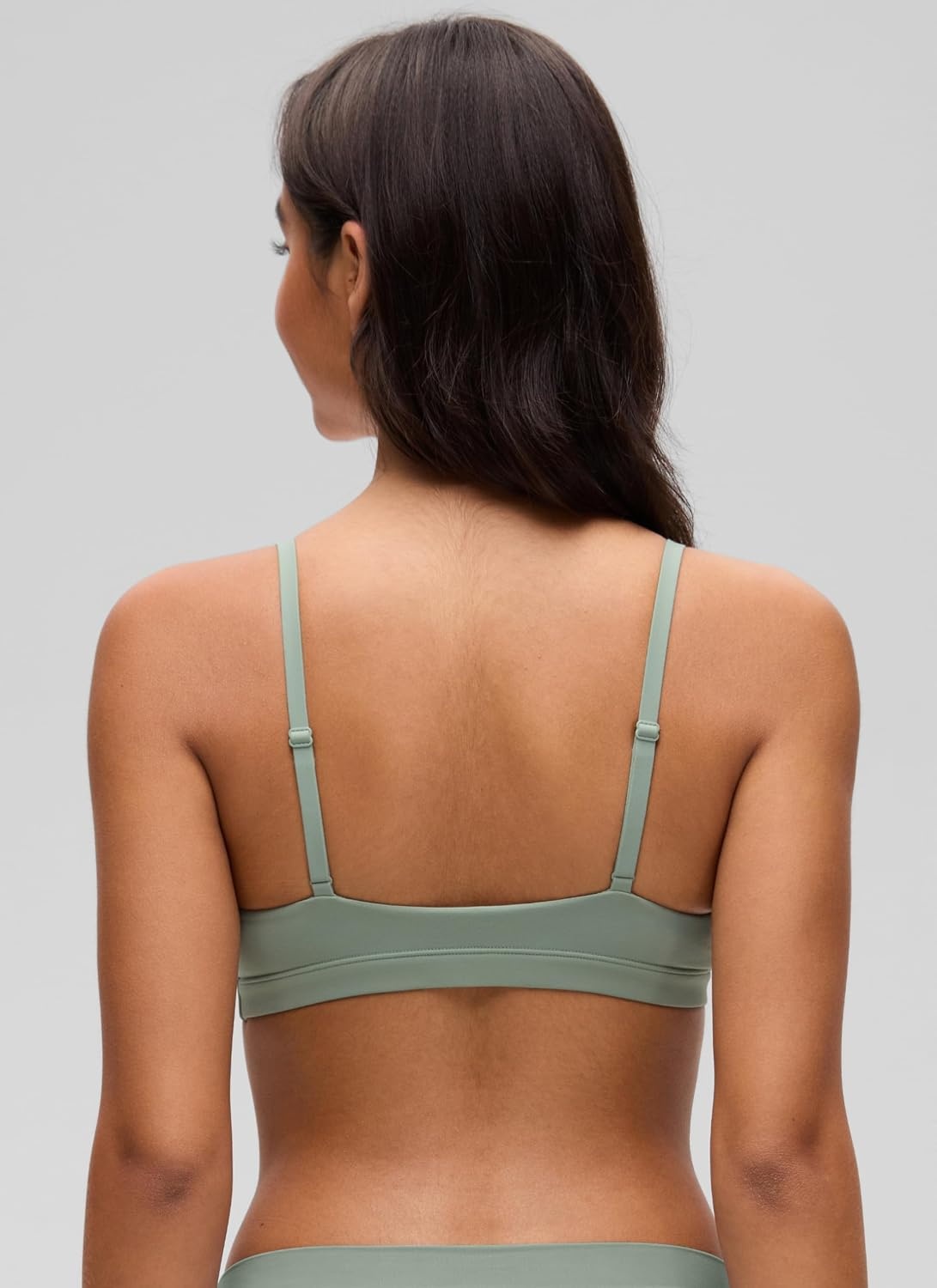 image:imageCRZ YOGA Softhold Double Lined Triangle Bralette Womens Adjustable Straps Wireless Cami Plunge TShirt Everyday Bra ComfyGreen Palm Court