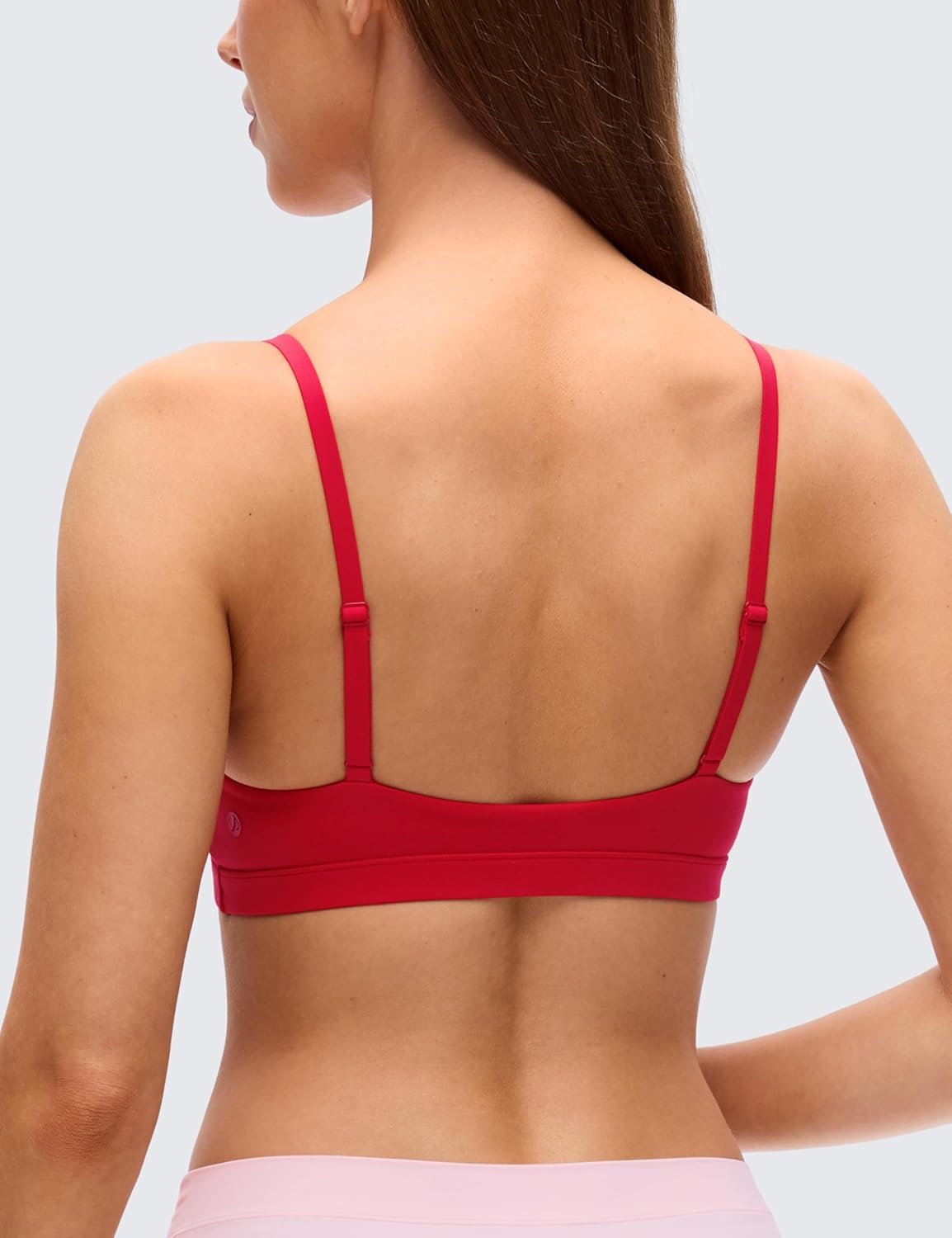image:imageCRZ YOGA Softhold Double Lined Triangle Bralette Womens Adjustable Straps Wireless Cami Plunge TShirt Everyday Bra ComfyLipstick Red