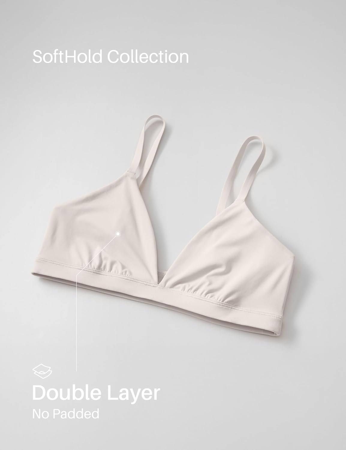 image:imageCRZ YOGA Softhold Double Lined Triangle Bralette Womens Adjustable Straps Wireless Cami Plunge TShirt Everyday Bra ComfyMilky White